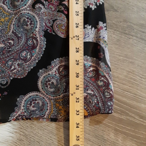 Express Womens Size M Drop Waist Dress Lined Scoop Neck 3/4 Sleeve Black/Paisley - Picture 9 of 10